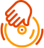 Red and orange turntable icon.